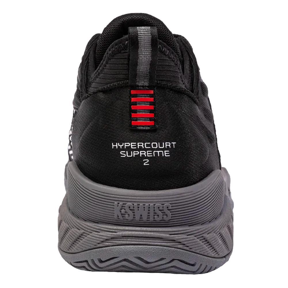 Men's Hypercourt Supreme 2 Tennis Shoes Black and Steel Gray Tournament Gear K-SWISS