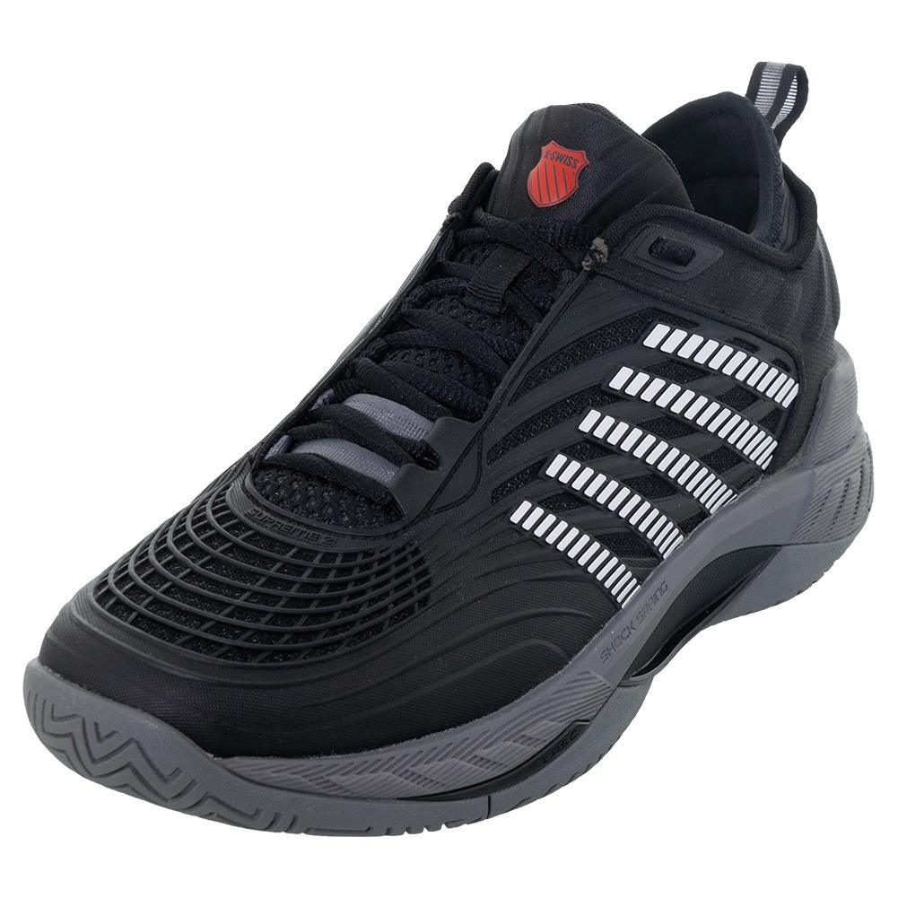 Men's Hypercourt Supreme 2 Tennis Shoes Black and Steel Gray Tournament Gear K-SWISS