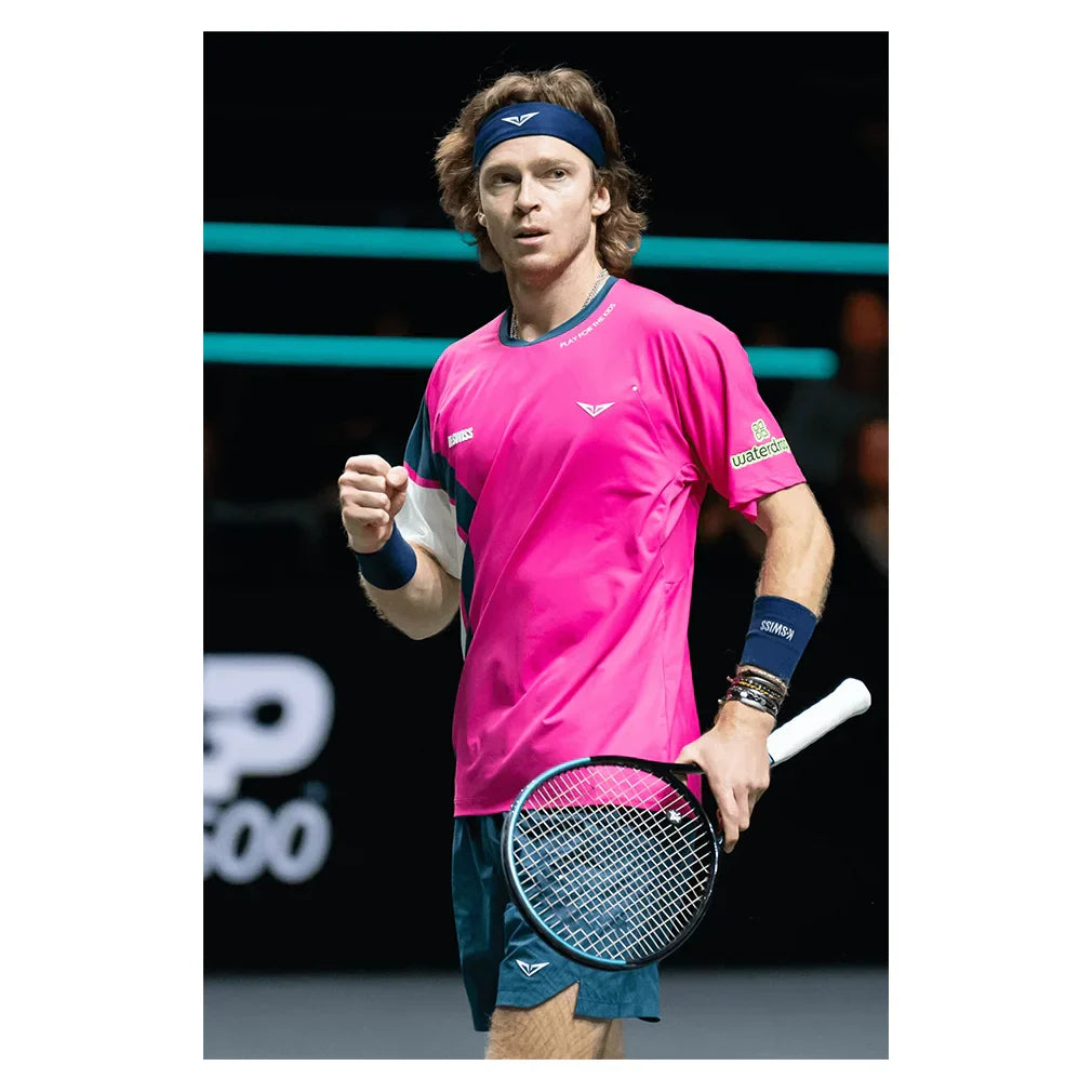 Men`s Rublev Oz Motion Free Pattern Tennis Shirt Neon Blaze and Stargazer K-SWISS