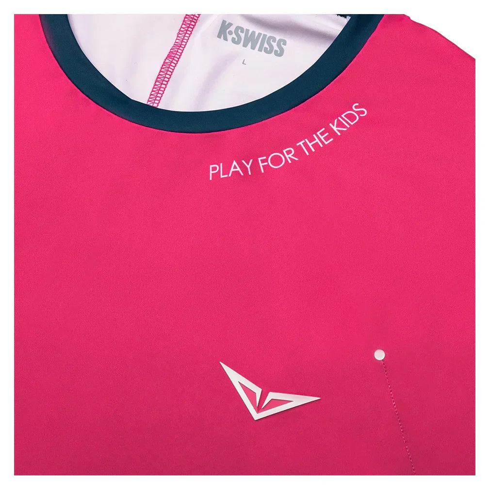 Men`s Rublev Oz Motion Free Pattern Tennis Shirt Neon Blaze and Stargazer K-SWISS