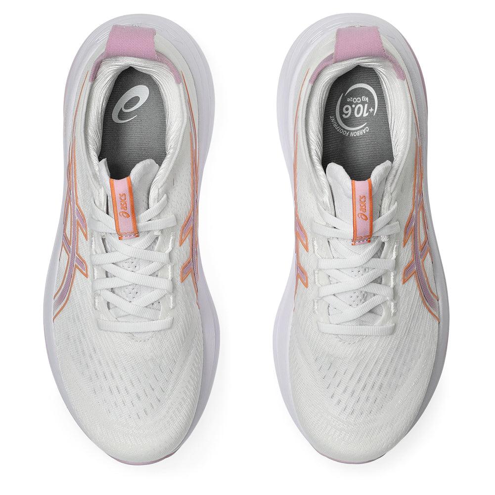 Women`s GEL-Nimbus 27 Running Shoes White and Light Ube ASICS