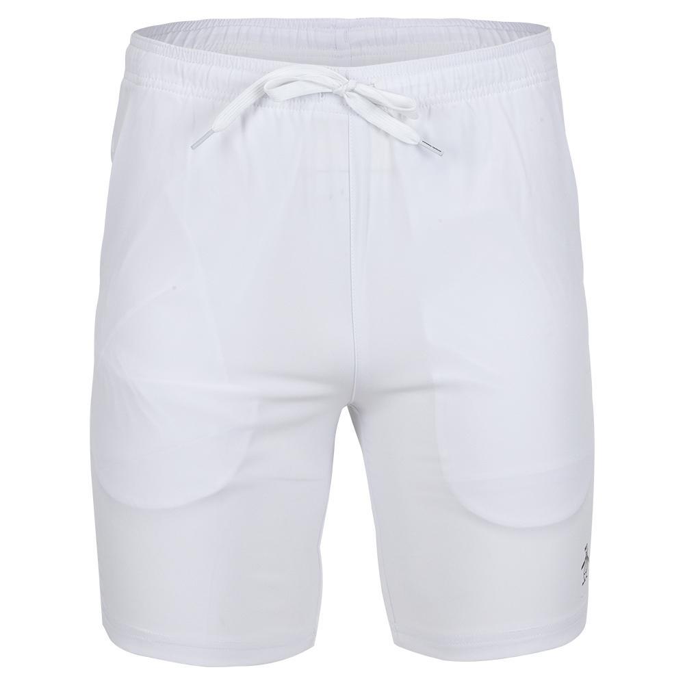 Men's Solid Performance 8 Inch Tennis Short Bright White Tournament Gear PENGUIN S