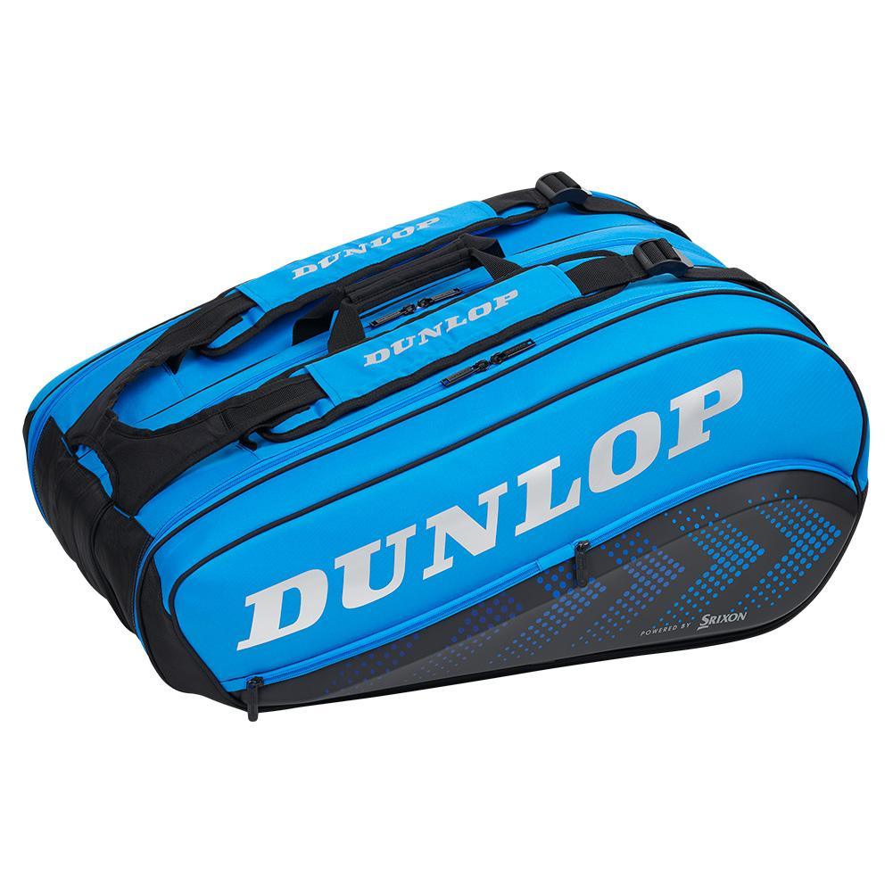 FX Performance 12 Racquet Tennis Bag Black and Blue Tournament Gear DUNLOP