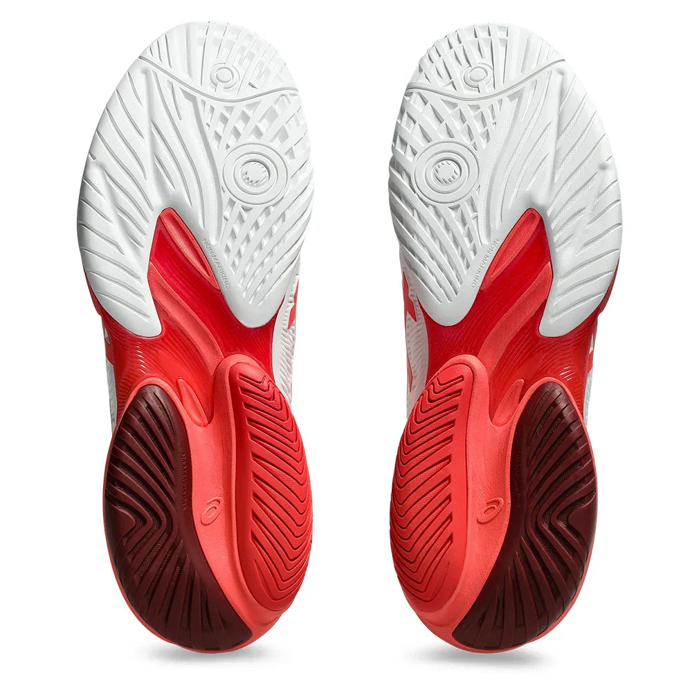 Men`s Court FF 3 Novak Tennis Shoes White and Electric Red ASICS