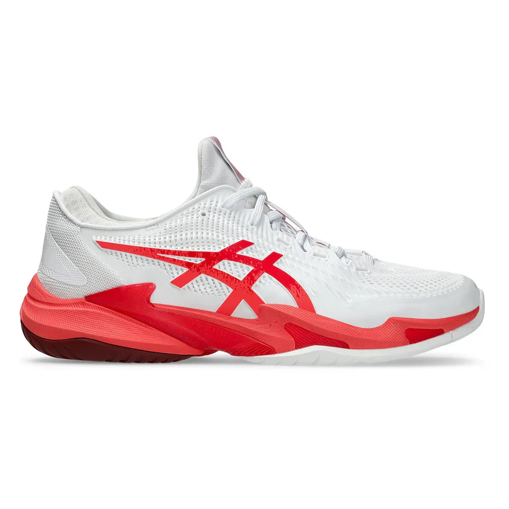 Men`s Court FF 3 Novak Tennis Shoes White and Electric Red ASICS