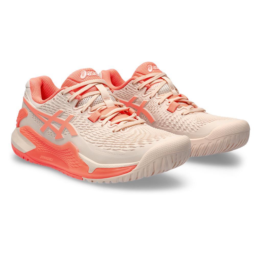 Women's Gel-Resolution 9 Tennis Shoes Pearl Pink and Sun Coral Womens Shoes ASICS