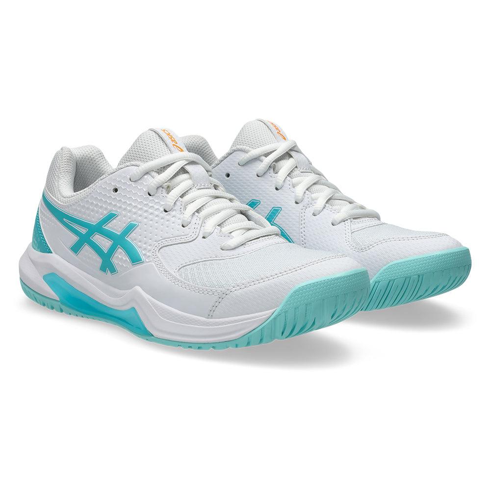 Women`s GEL-Dedicate 8 Pickleball Shoes White and Energy Aqua ASICS