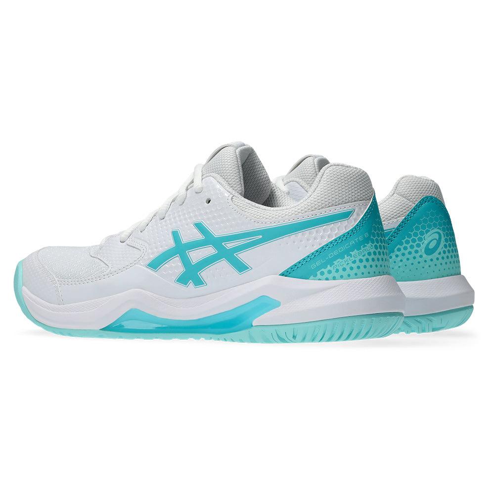 Women`s GEL-Dedicate 8 Pickleball Shoes White and Energy Aqua ASICS