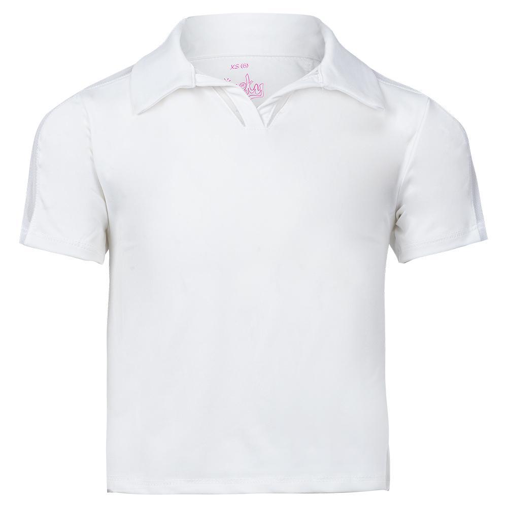 Girls` Cropped Tennis Polo Girls Apparel LUCKY IN LOVE White 2XS