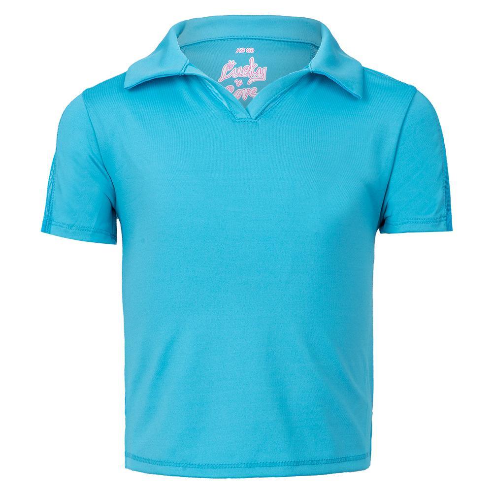 Girls` Cropped Tennis Polo Girls Apparel LUCKY IN LOVE Ocean 2XS