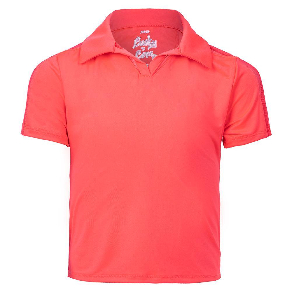 Girls` Cropped Tennis Polo Girls Apparel LUCKY IN LOVE Crush 2XS