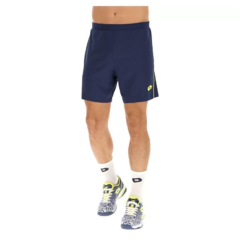 Men's Superrapida V Pickleball Short Dark Denim and Acid Yellow Pickleball Apparel LOTTO S