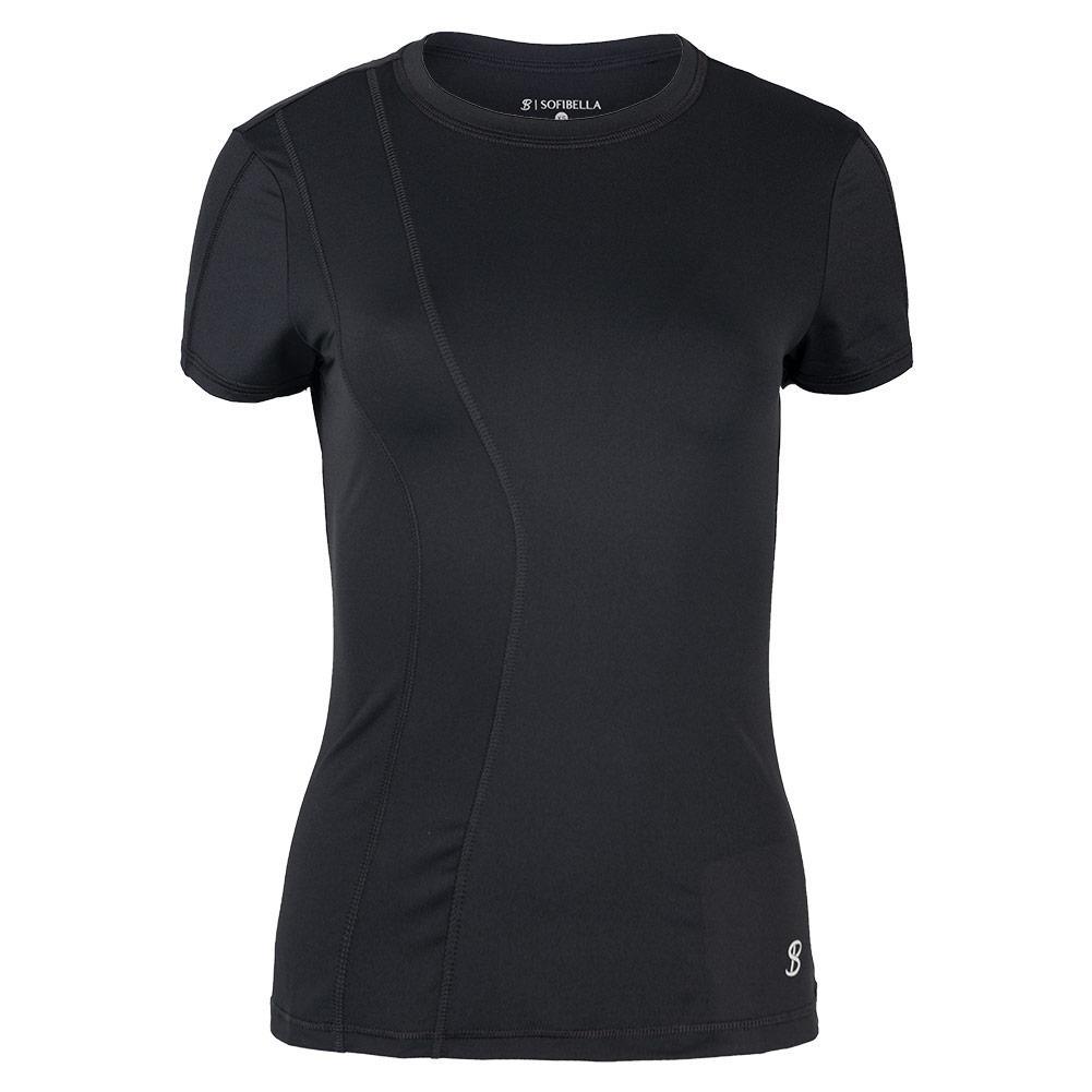 Women`s Short Sleeve Tennis Top WOMENS TEAM GEAR SOFIBELLA Black XS