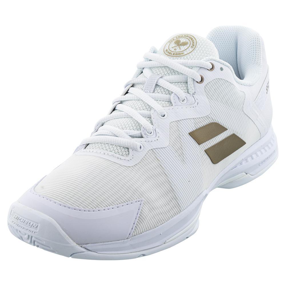 Women's SFX3 All Court Tennis Shoes White and Gold Womens Shoes BABOLAT 5.5