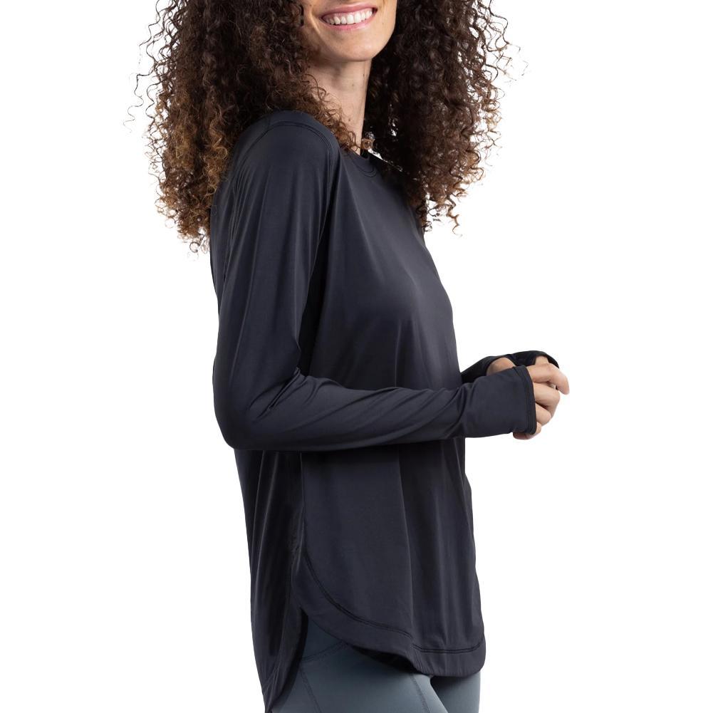 Women`s Relaxed Scallop Tennis Top WOMENS APPAREL BLOQUV Black S