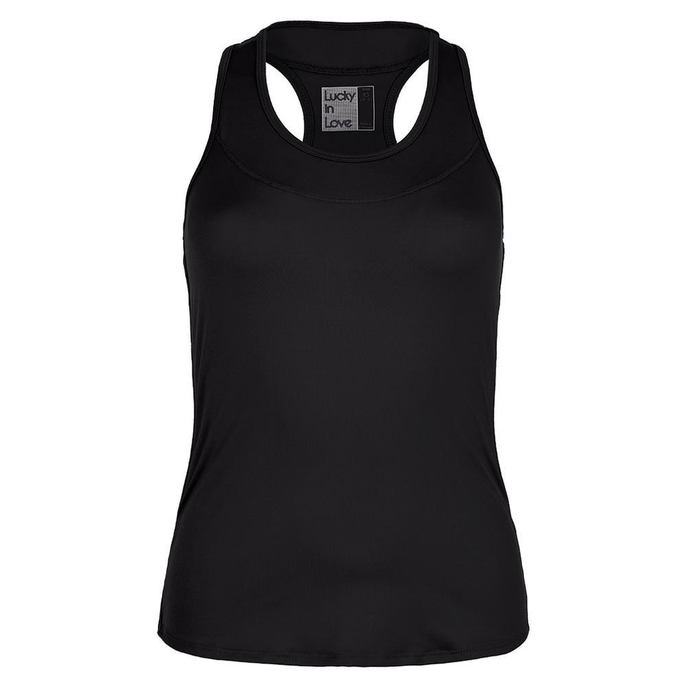 Women's Team Racerback Tennis Tank Womens Team Gear LUCKY IN LOVE Black XS