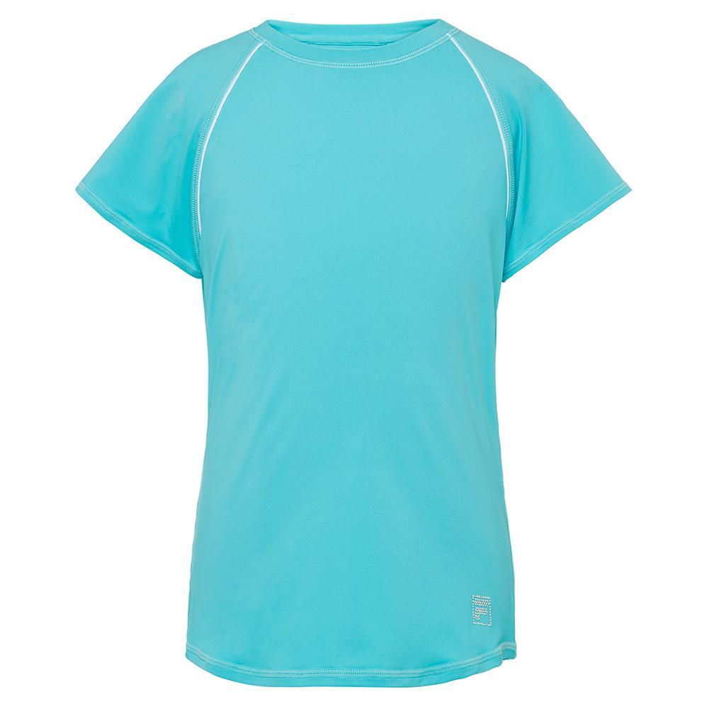 Girls` Essentials Short Sleeve Tennis Top Girls Apparel FILA Blue M