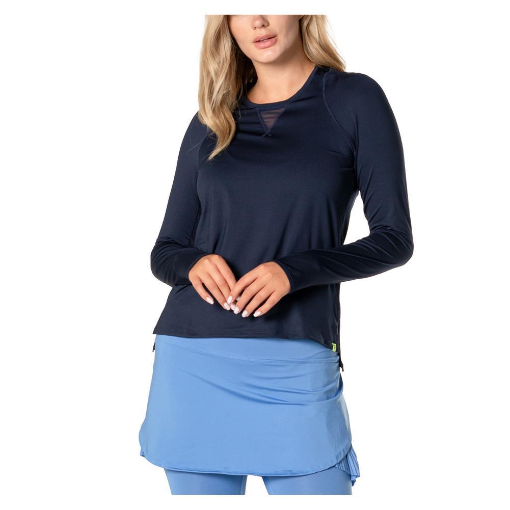 Women's LUV High Low Breezy Long Sleeve Tennis Top WOMENS APPAREL LUCKY IN LOVE 401_MIDNIGHT XS