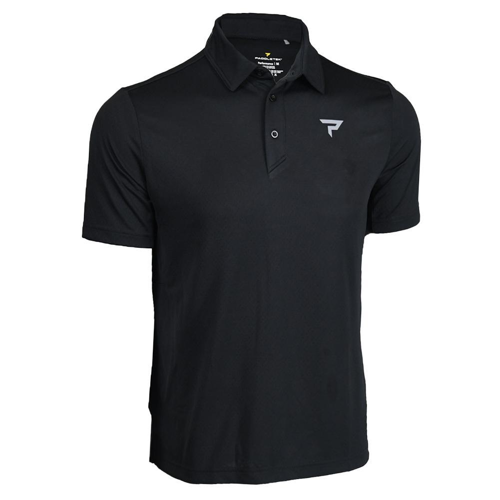 Men's Performance Tennis Polo Pickleball Apparel PADDLETEK Black S