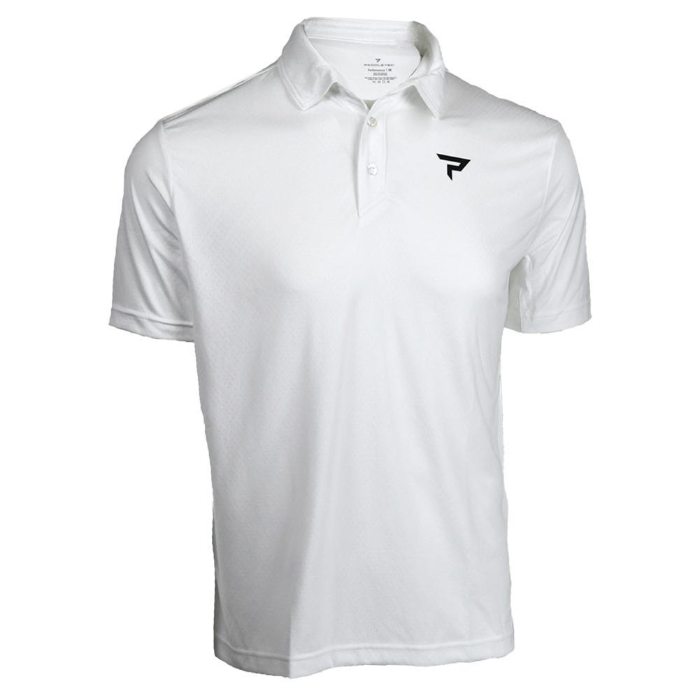 Men's Performance Tennis Polo Pickleball Apparel PADDLETEK White S