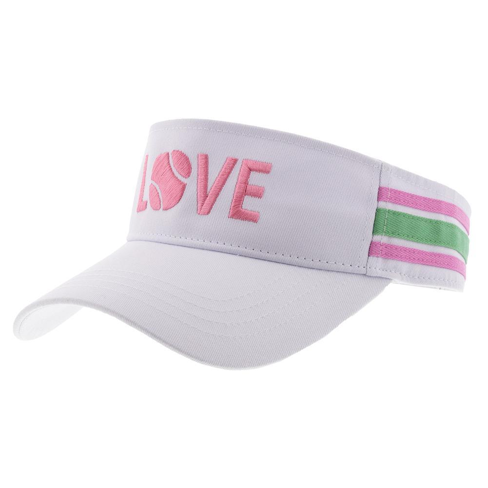 Love Tennis Visor White and Pink Caps And Visors RUNWAY ATHLETICS White