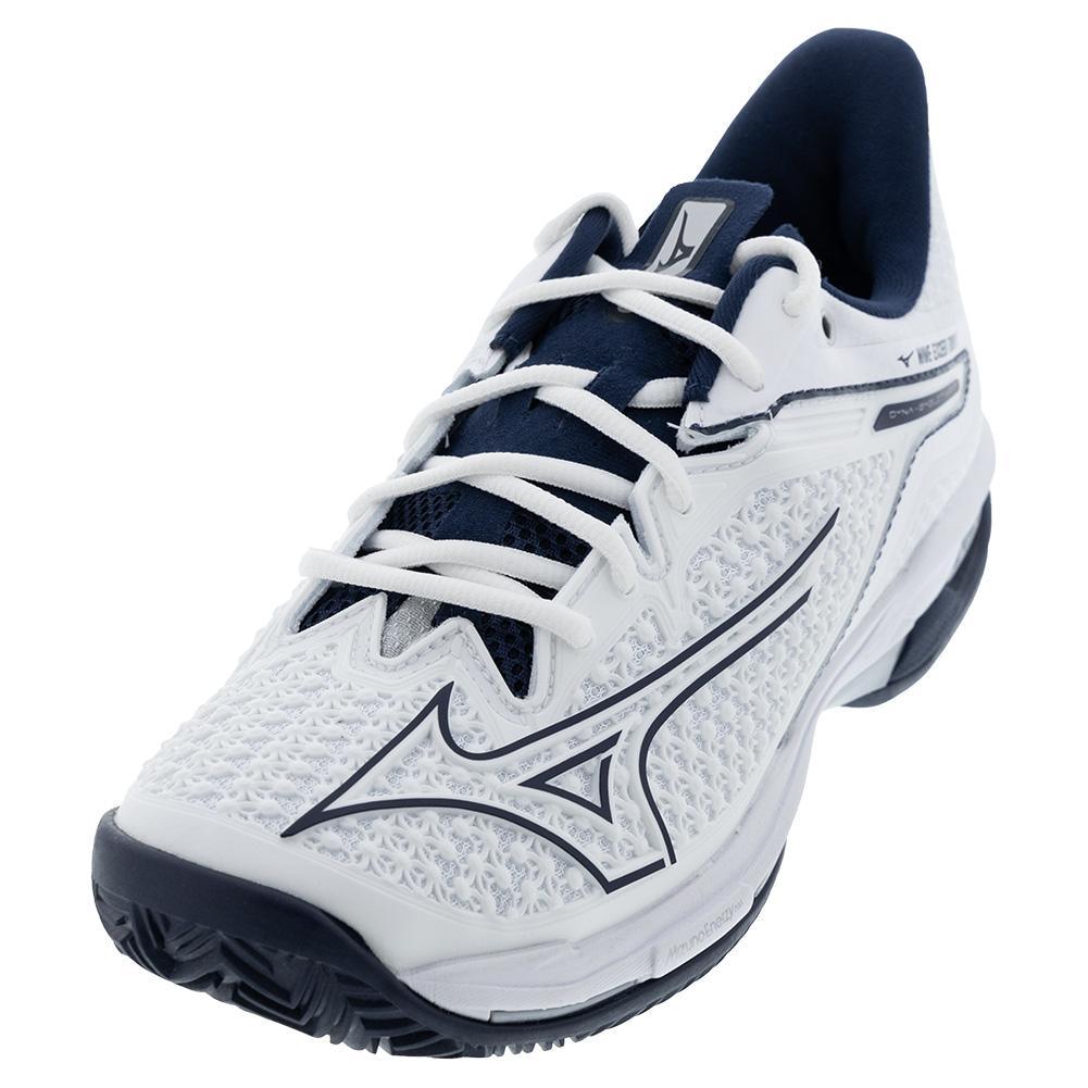 Mens Wave Exceed Tour 6 Clay Tennis Shoes White and Dress Blues Top Tennis Shoes MIZUNO 7