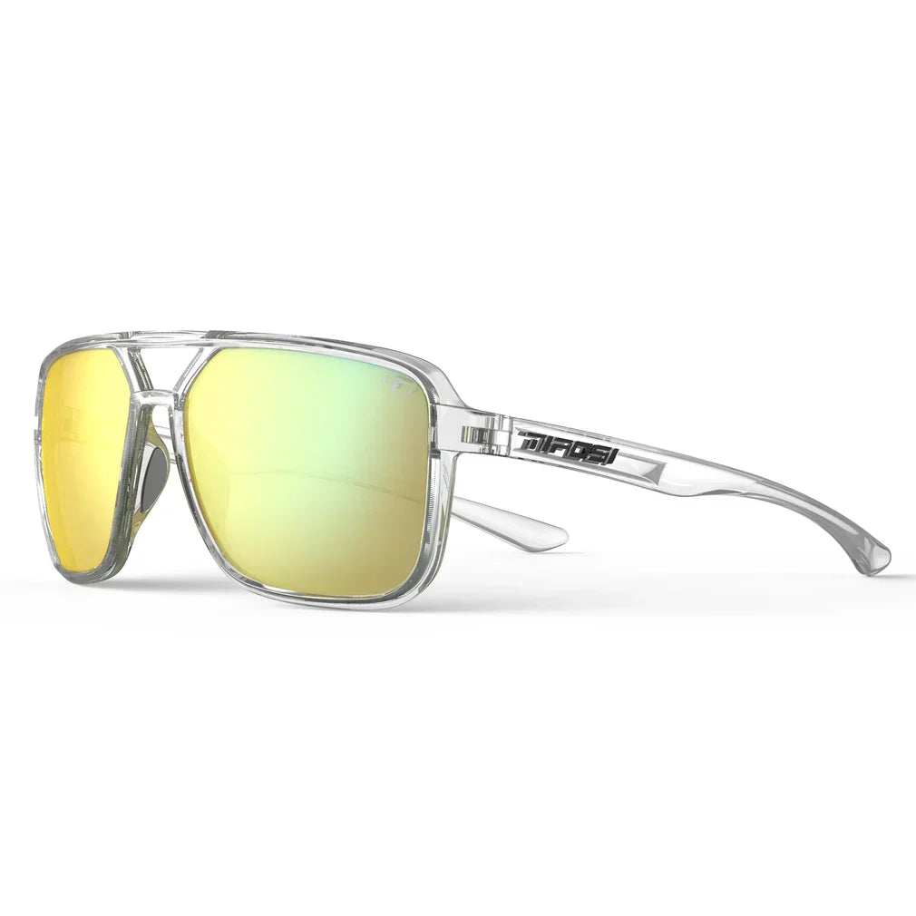 Salto Sunglasses Crystal Clear and Smoke Yellow Mirror Lenses TIFOSI Default Title