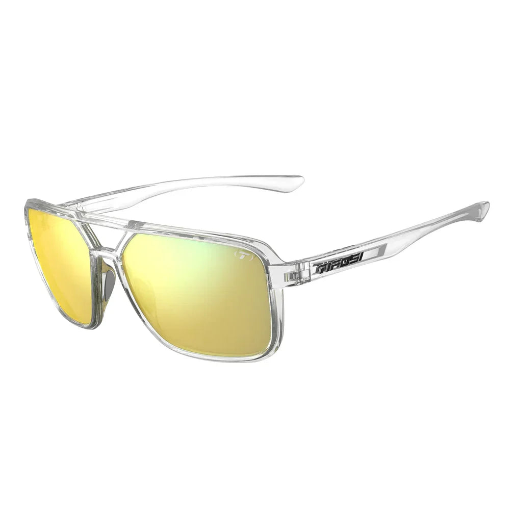 Salto Sunglasses Crystal Clear and Smoke Yellow Mirror Lenses TIFOSI