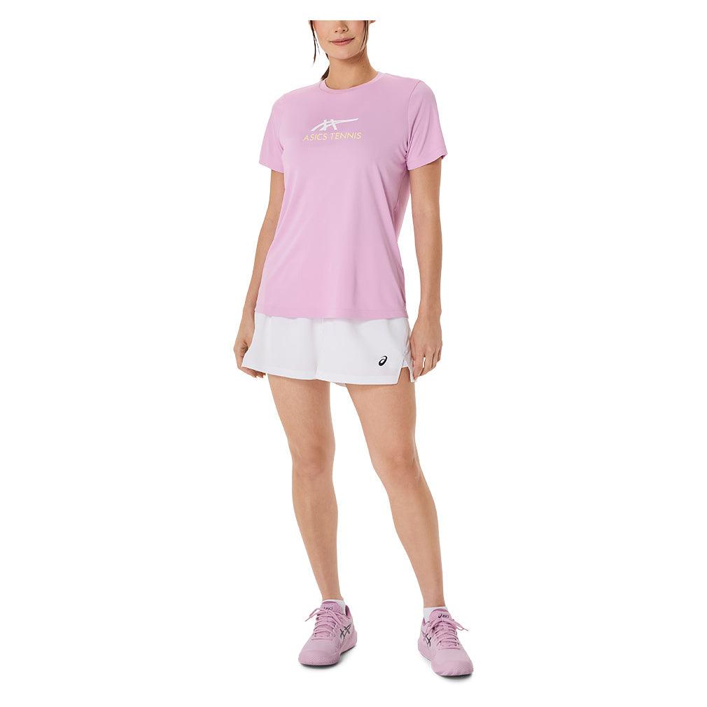 Women`s Court Graphic Tennis Tee Light Ube and Brilliant White ASICS