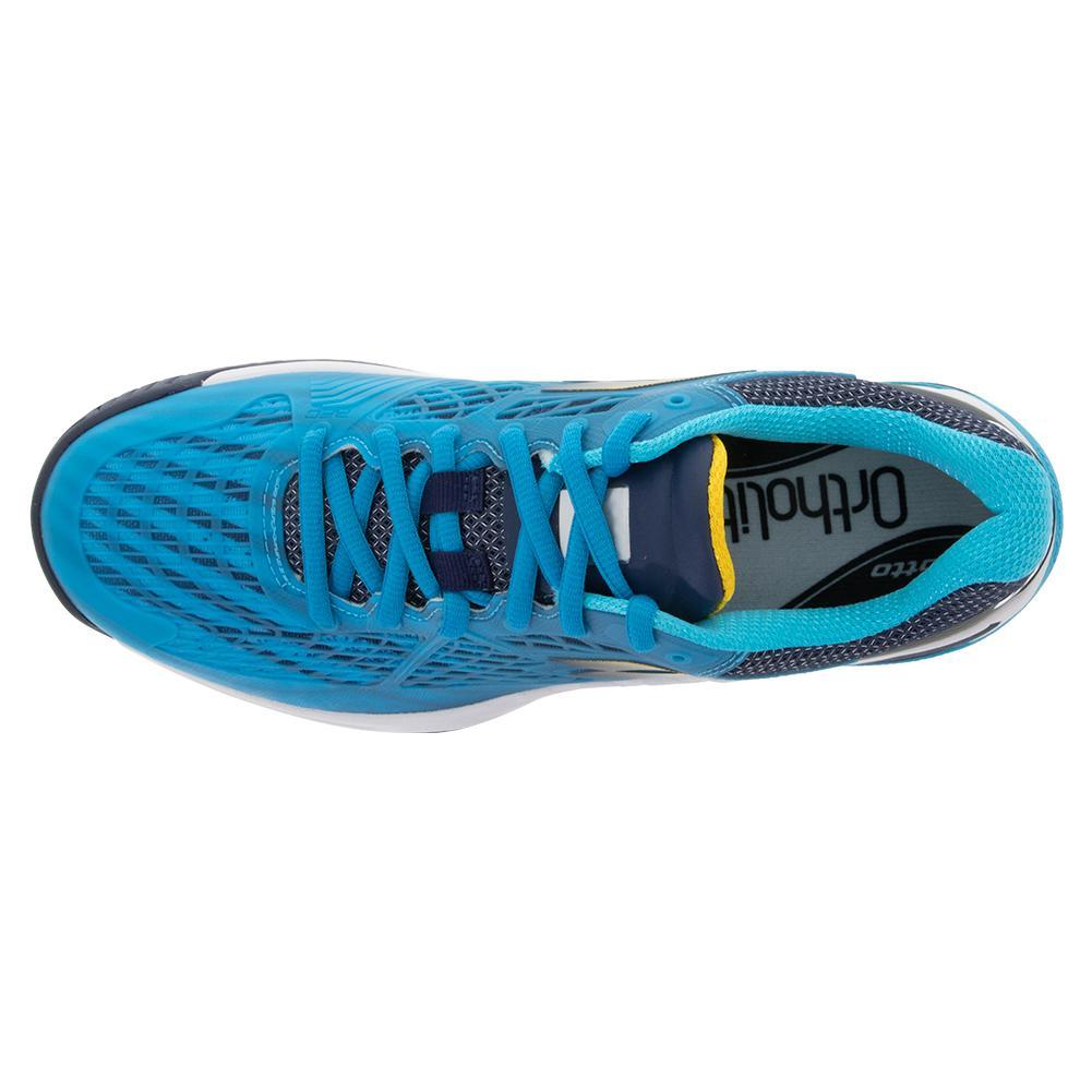 Men`s Mirage 100 Speed Tennis Shoes Blue Ocean and Saffron SHOES LOTTO