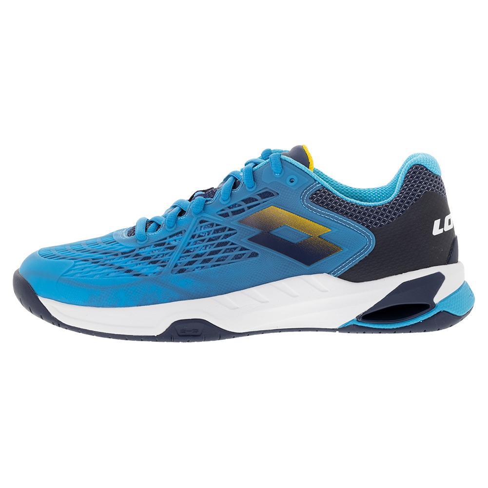 Men`s Mirage 100 Speed Tennis Shoes Blue Ocean and Saffron SHOES LOTTO
