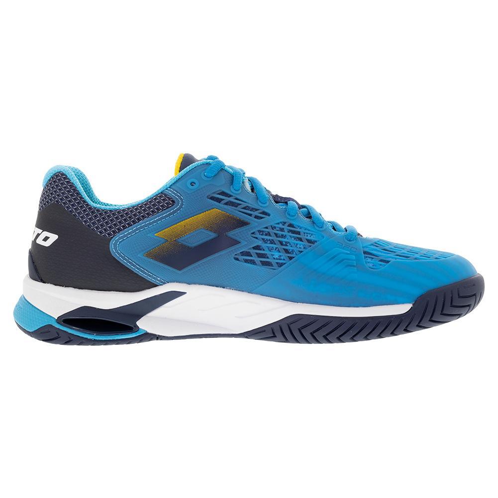 Men`s Mirage 100 Speed Tennis Shoes Blue Ocean and Saffron SHOES LOTTO