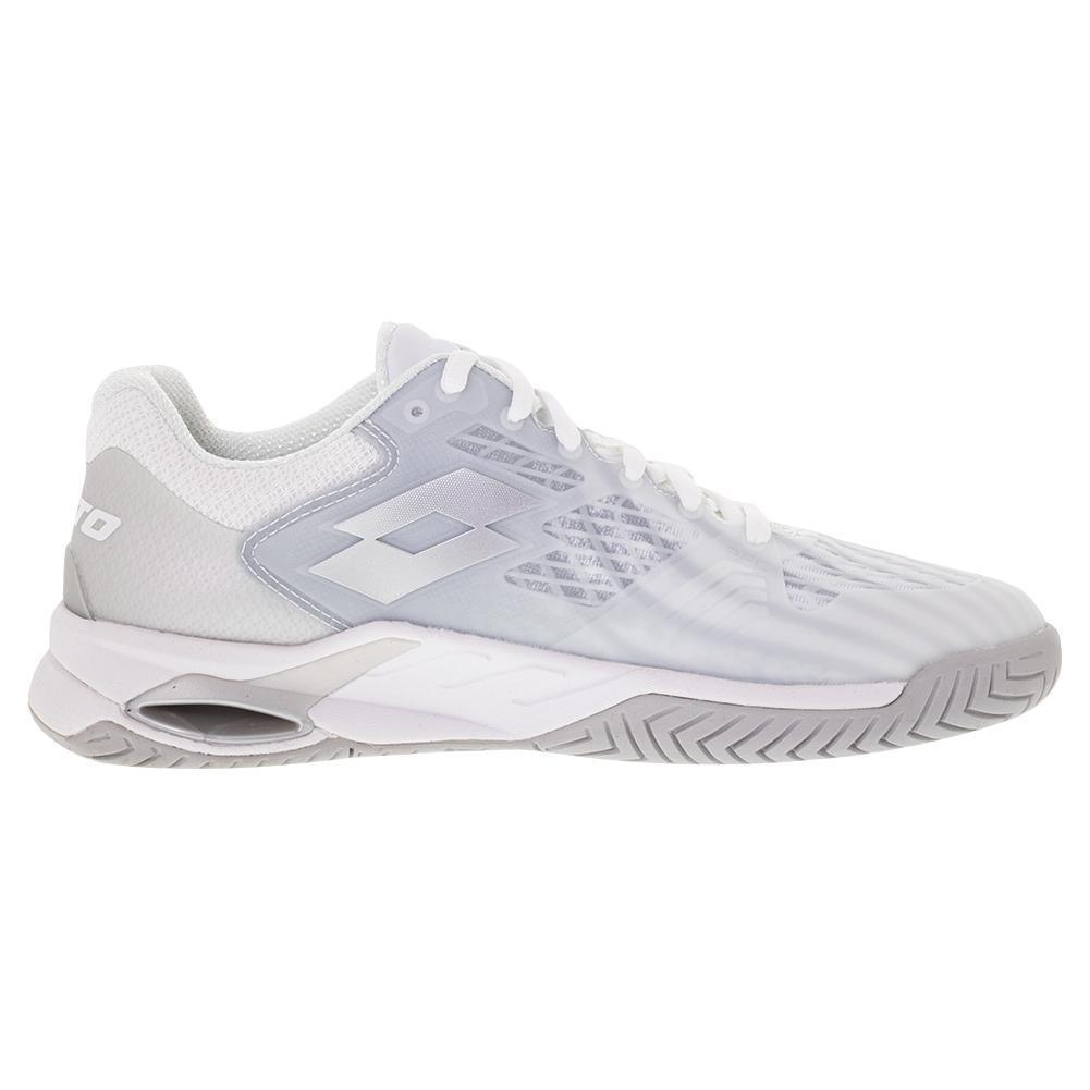 Women`s Mirage 100 Speed Tennis Shoes All White and Silver Metal 2 WOMENS SHOES LOTTO
