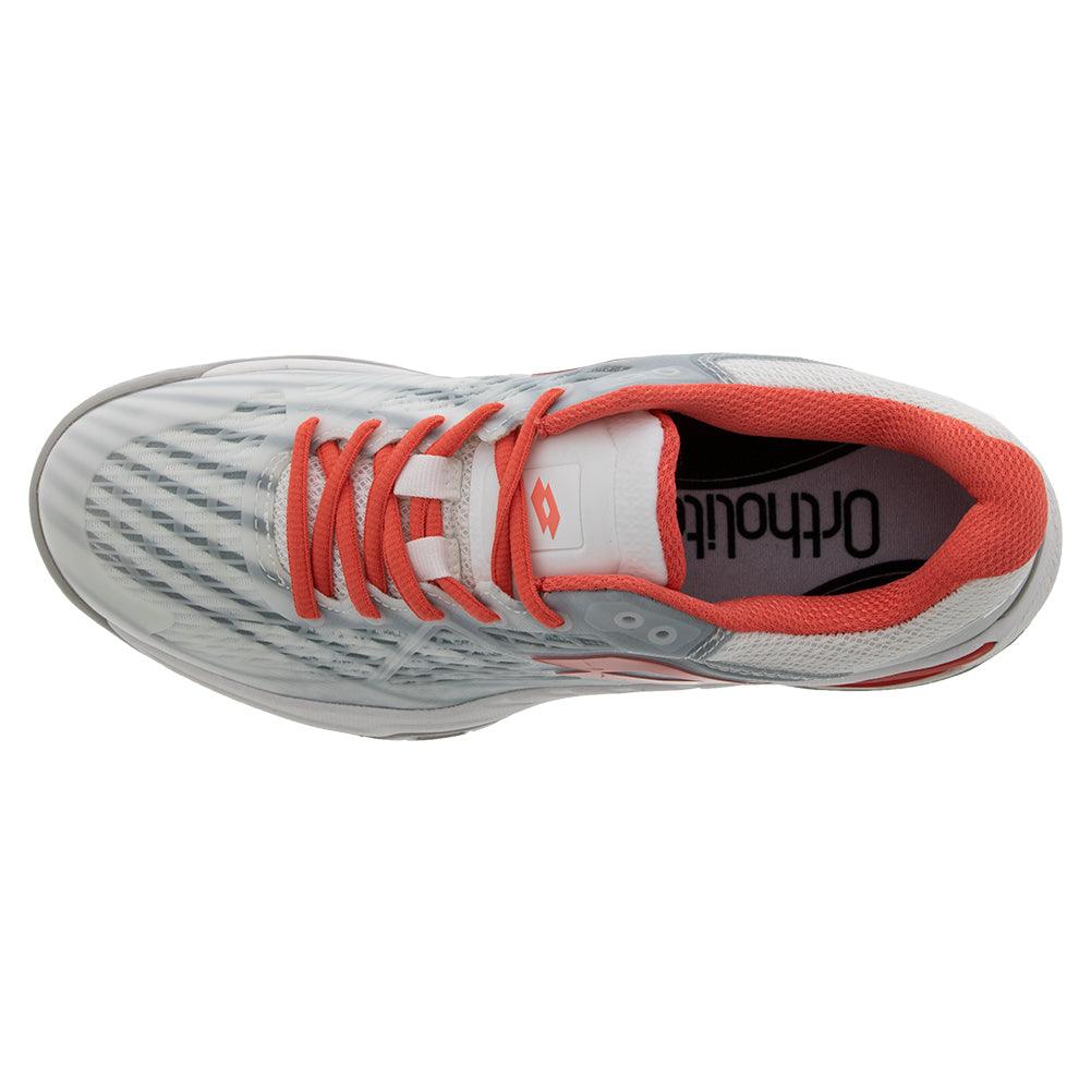Women's Mirage 100 Speed Tennis Shoes All White and Red Poppy Womens Shoes LOTTO