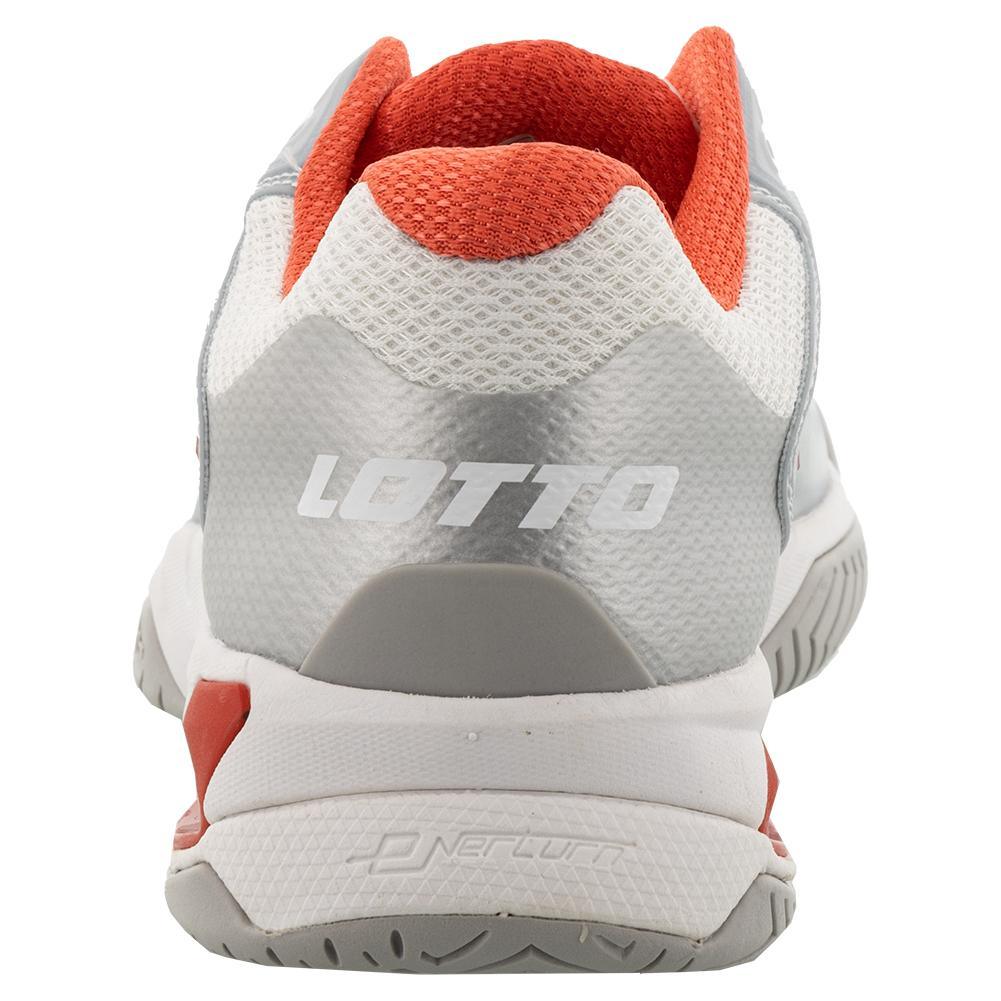 Women's Mirage 100 Speed Tennis Shoes All White and Red Poppy Womens Shoes LOTTO