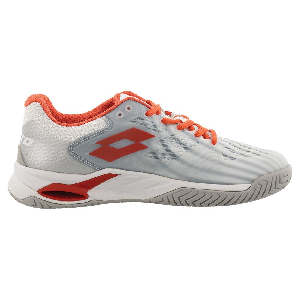 Women's Mirage 100 Speed Tennis Shoes All White and Red Poppy Womens Shoes LOTTO