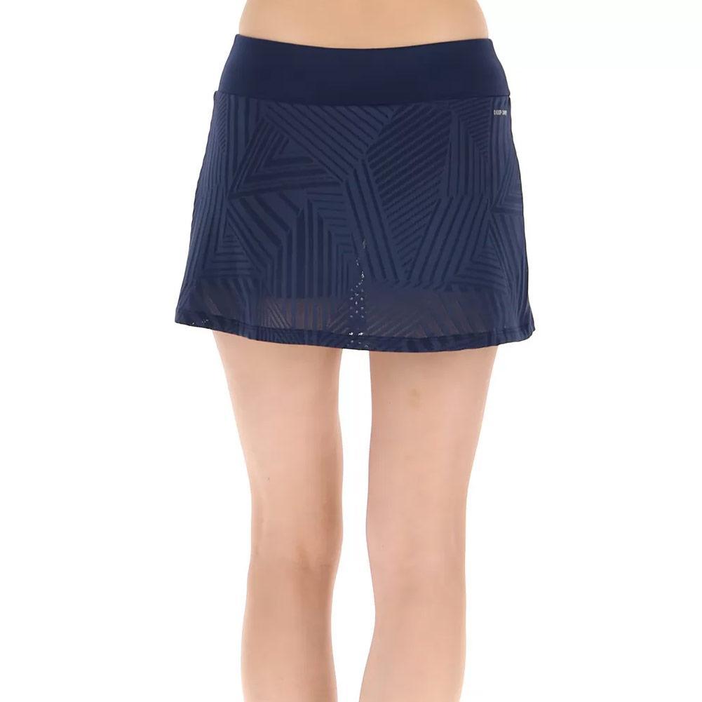 Women's Superrapida V Pickleball Skort Dark Denim and Acid Yellow Pickleball Apparel LOTTO