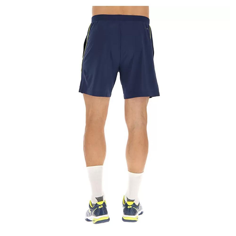 Men's Superrapida V Pickleball Short Dark Denim and Acid Yellow Pickleball Apparel LOTTO M