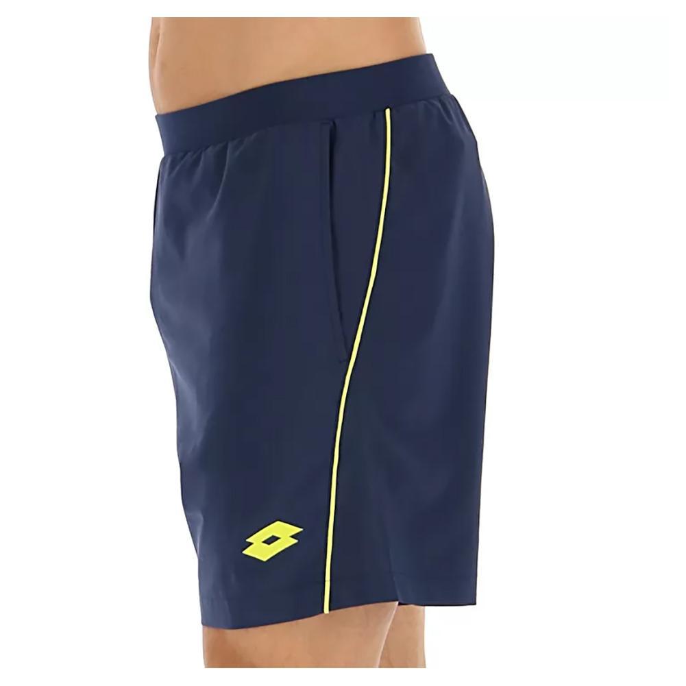 Men's Superrapida V Pickleball Short Dark Denim and Acid Yellow Pickleball Apparel LOTTO