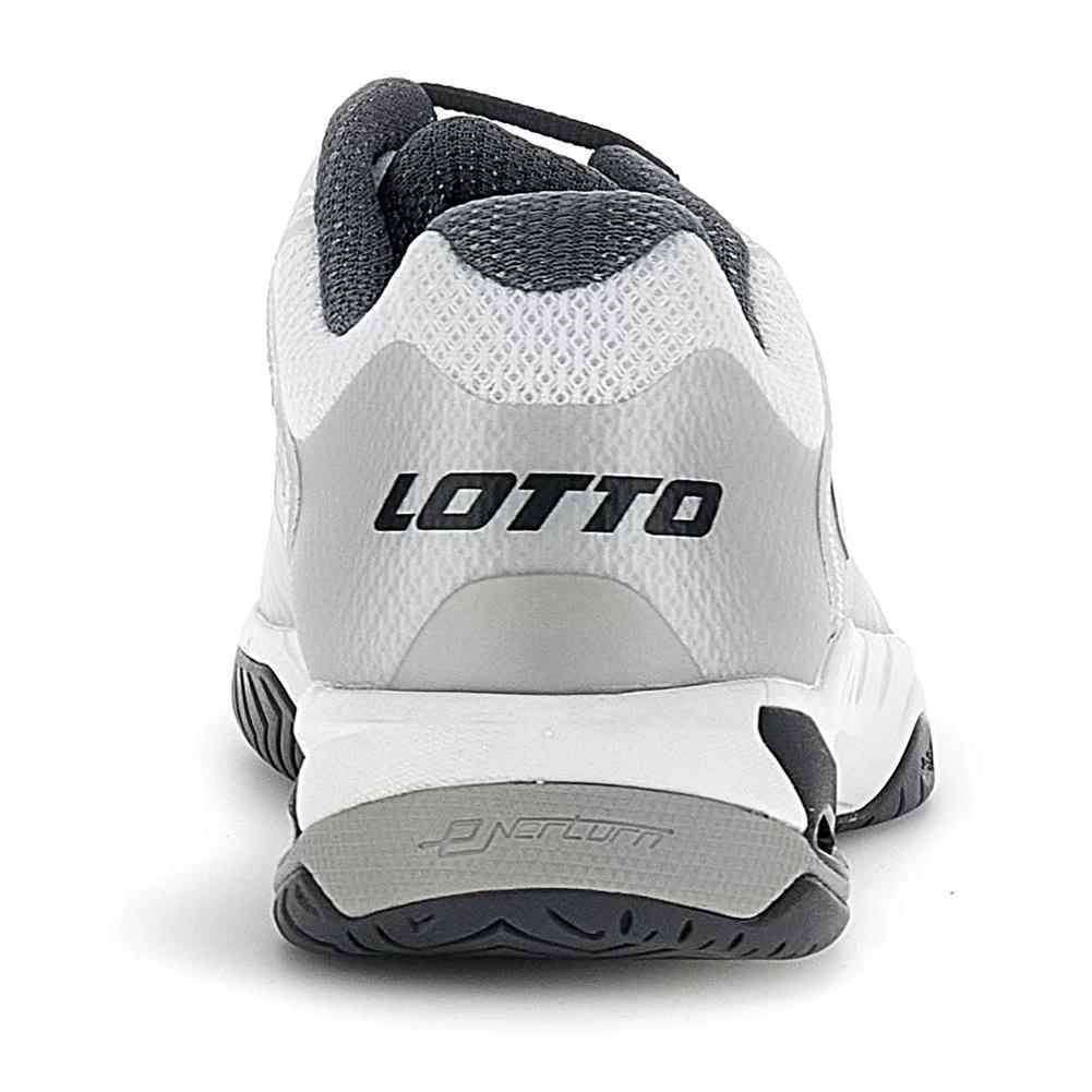 Men`s Mirage 100 Speed Tennis Shoes All White and Asphalt TOP TENNIS SHOES LOTTO