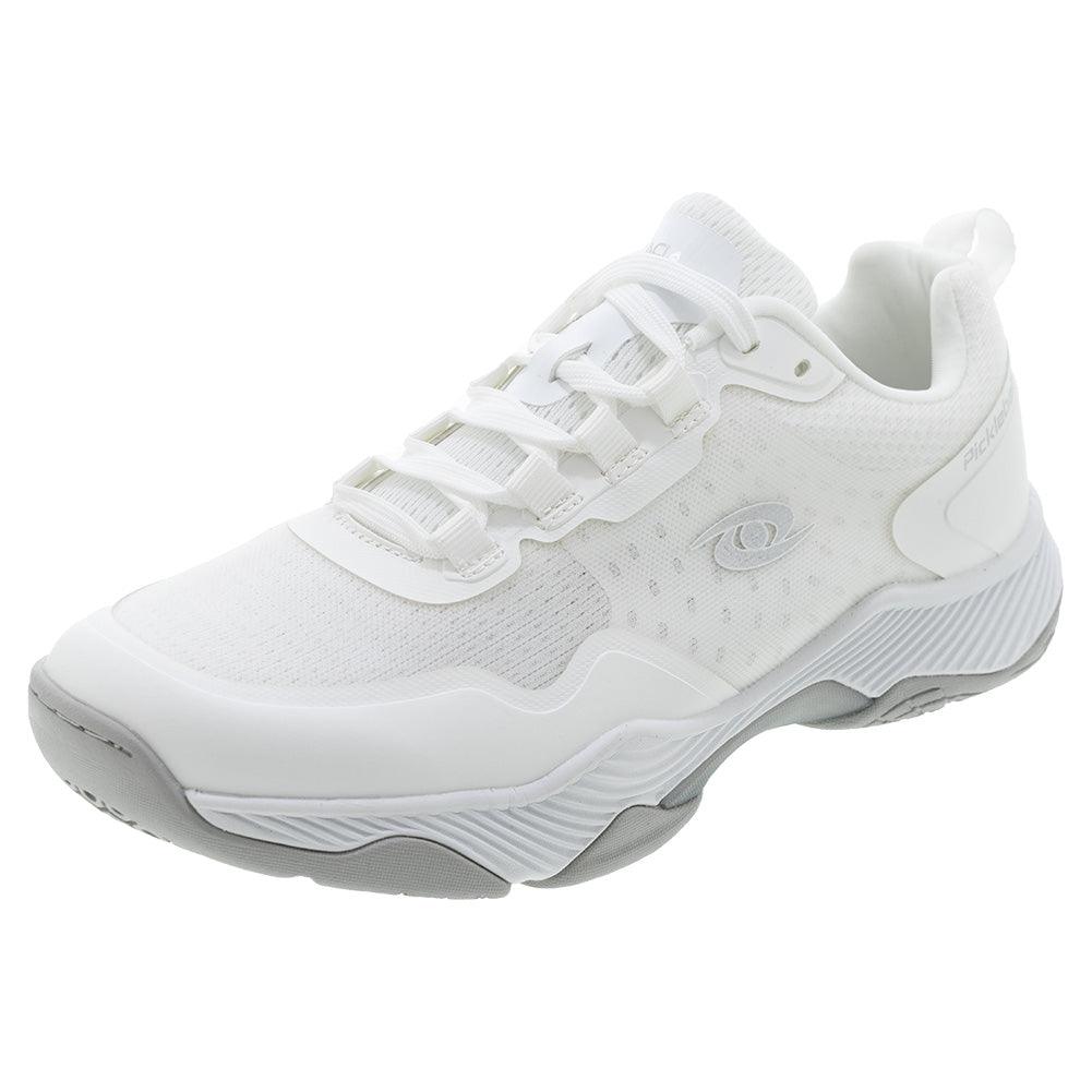 Men`s Clear Shot Quicksilver Pickleball Shoes White and Silver Shoes ACACIA 6 White