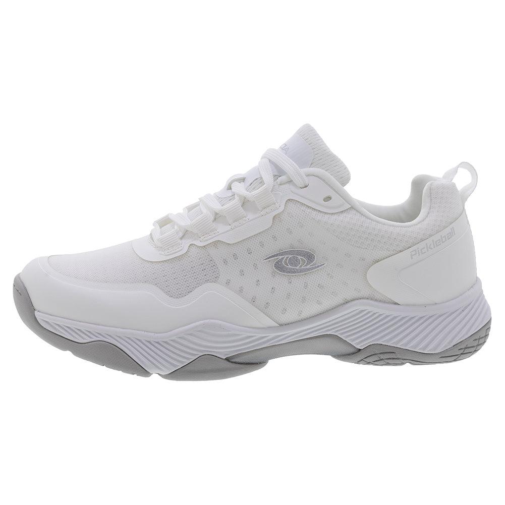 Men`s Clear Shot Quicksilver Pickleball Shoes White and Silver Shoes ACACIA