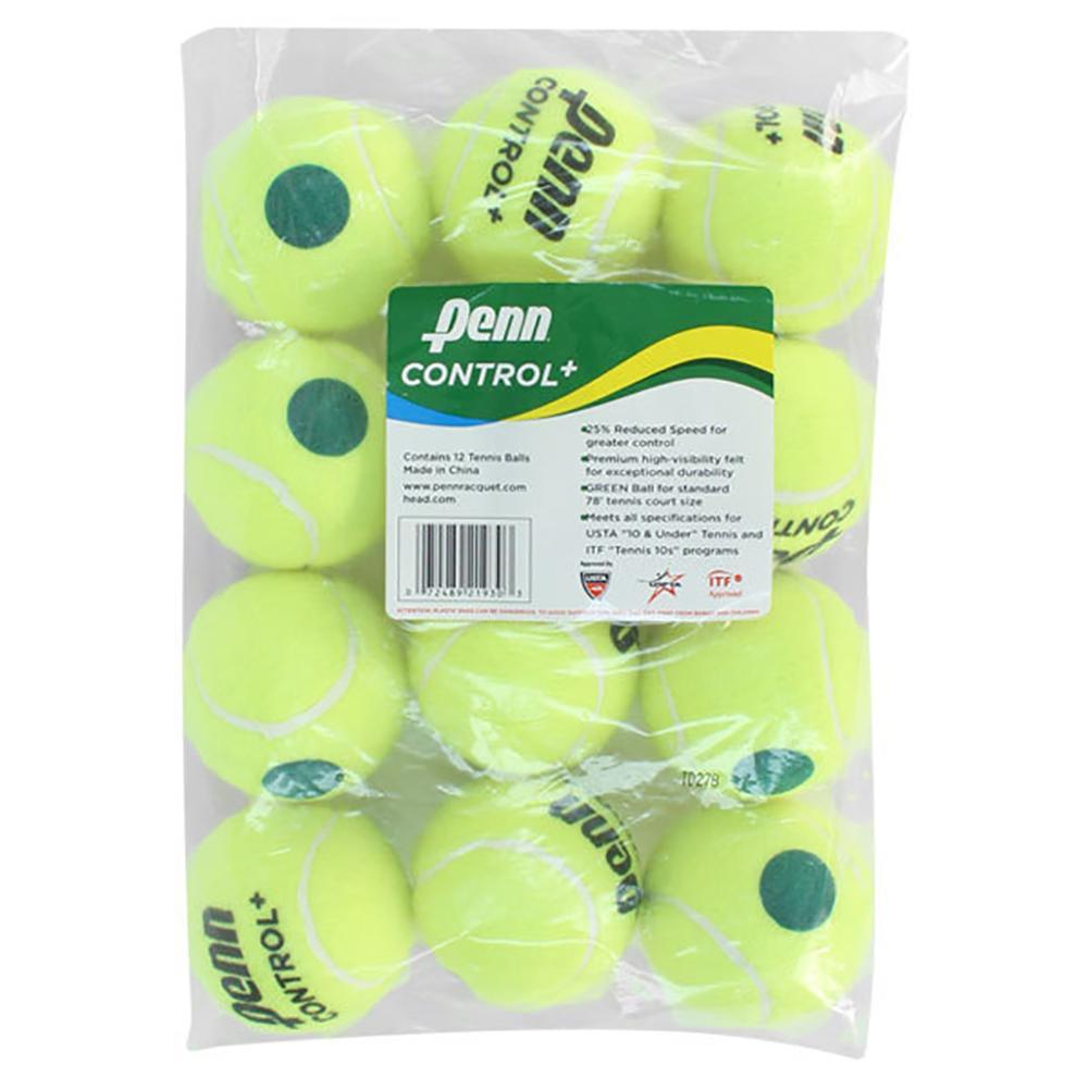Control Plus 12 Ball Polybag Tennis Balls PENN Green