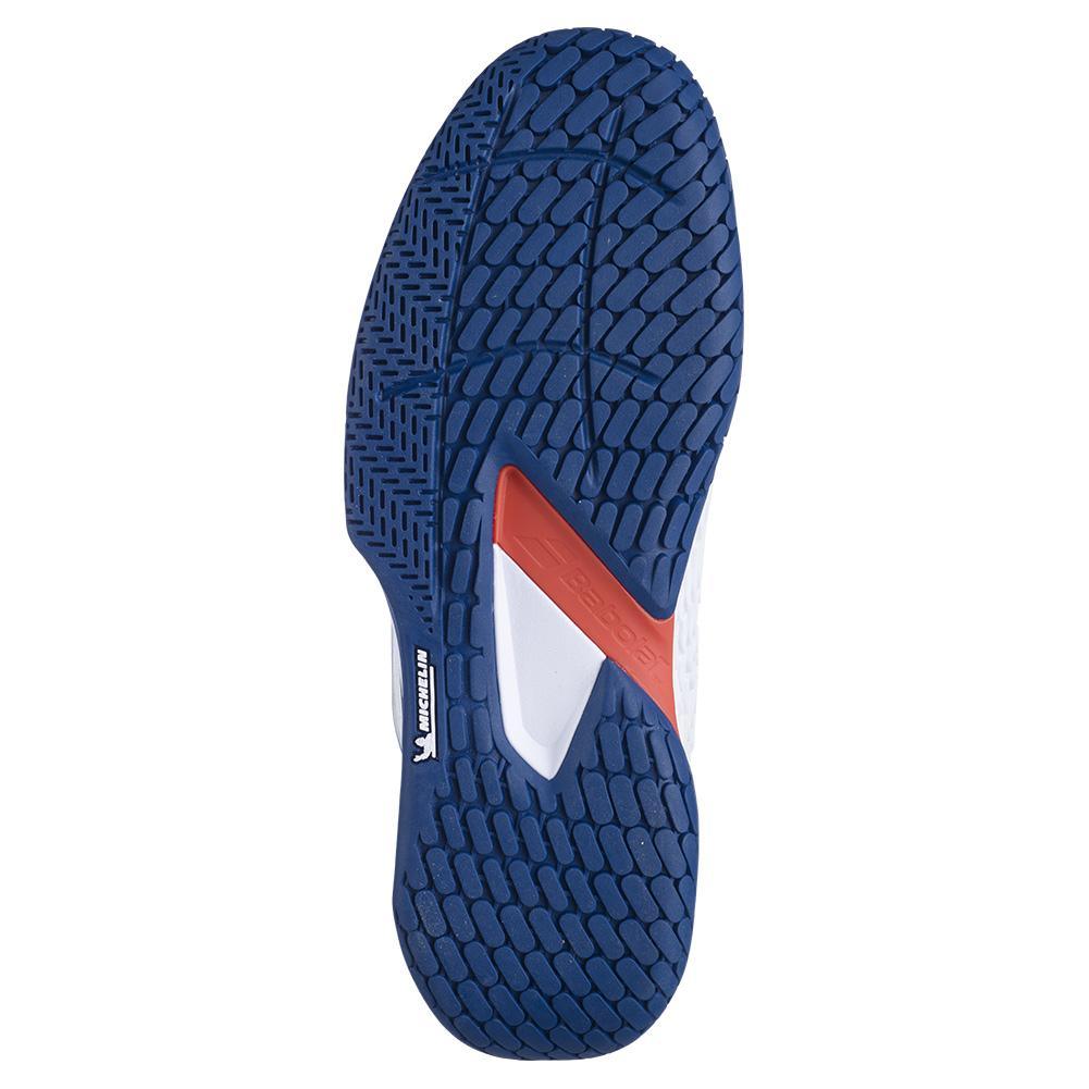 Men's Propulse Fury 3 All Court Tennis Shoes White and Estate Blue Tournament Gear BABOLAT