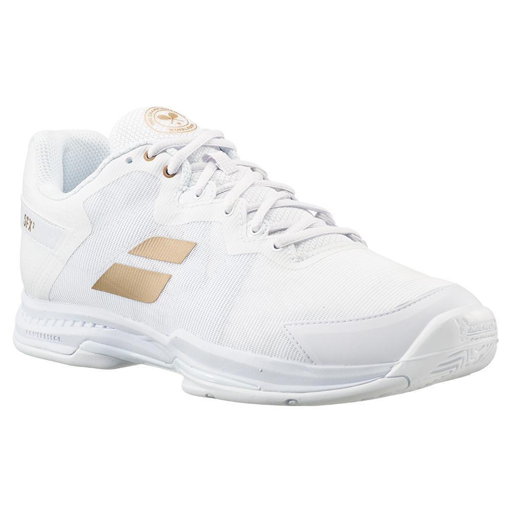 Women's SFX3 All Court Tennis Shoes White and Gold Womens Shoes BABOLAT