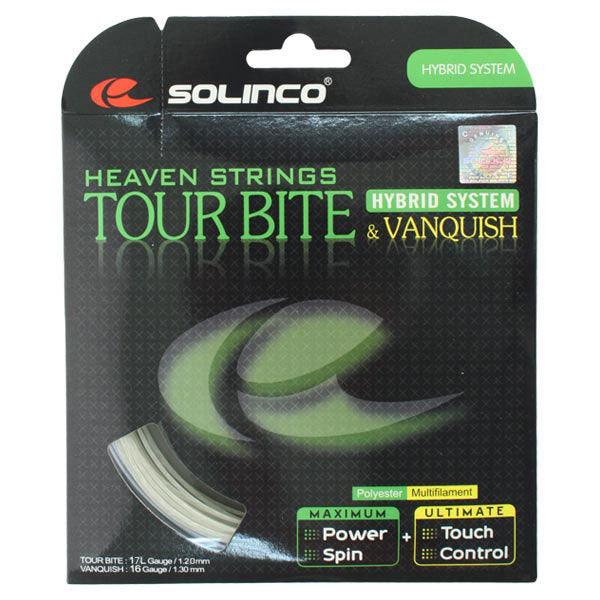 Tour Bite 17G/ Vanquish 16g Hybrid Tennis String Strings SOLINCO Natural
