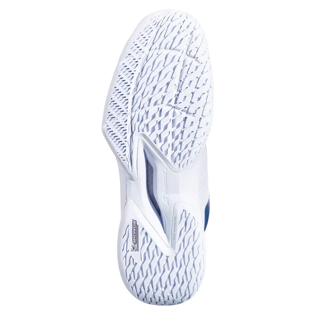 Men`s Jet Tere 2 Wimbledon Tennis Shoes White and Blue Navy BABOLAT