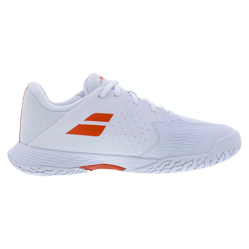 Juniors` Propulse 3 Tennis Shoes White and Coral BABOLAT