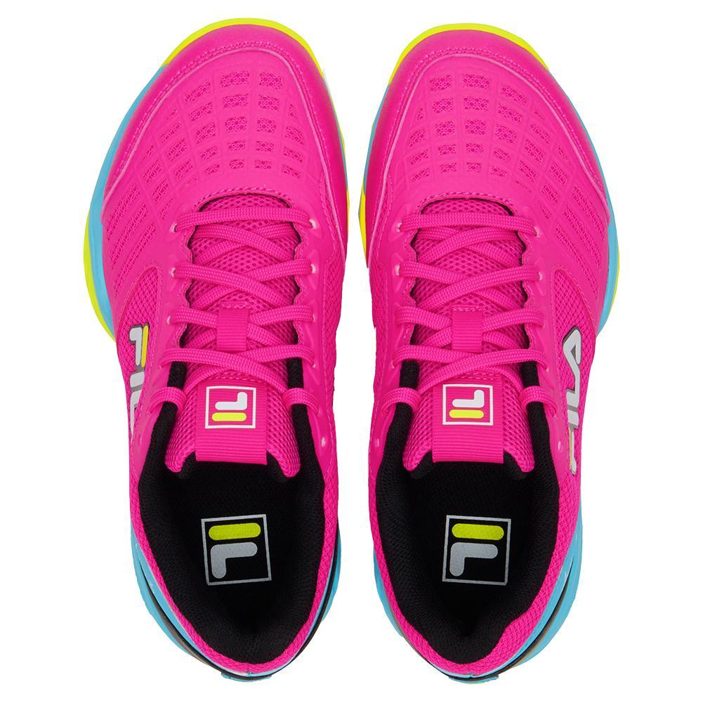 Juniors` Axilus 3 Tennis Shoes Pink Glo and Bluefish Super Sale FILA
