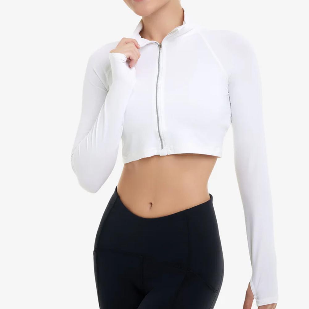 Women`s Full Zip Tennis Crop Top WOMENS APPAREL BLOQUV